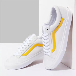 Vans Style 36 Leather Pop Yellow/True White Sneakers Low-Top Shoes Mens 9 W 10.5